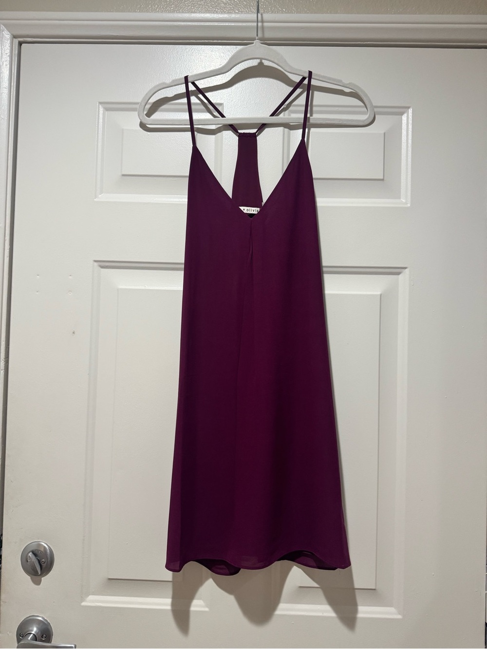 Alice + Olivia Deep Plum V-Neck Slip Dress